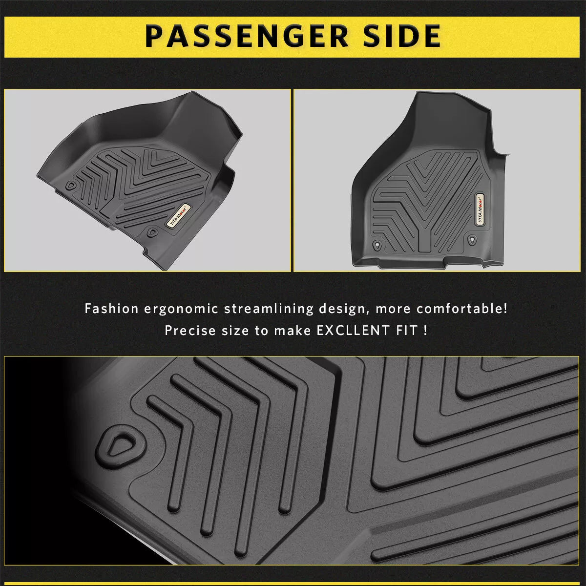 Floor Mat Liners for 2012-2018 Ram 1500 & 2019-2023 Classic Quad Cab All-Weather Anti-Slip