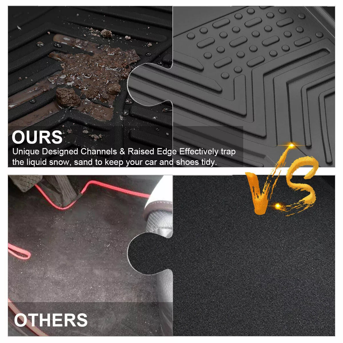 Floor Mats for 2014-2018 Jeep Wrangler Unlimited 3D TPE Rubber All-Weather Liner