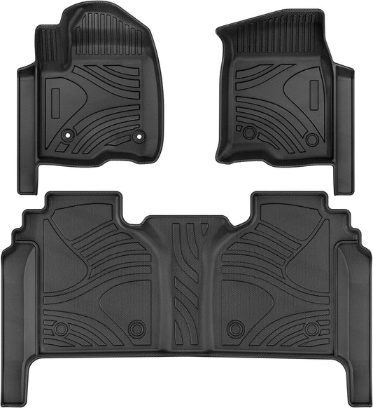 For 2019-2024 Chevy Silverado Crew Cab Floor Mats with Underseat Storage Box Liner