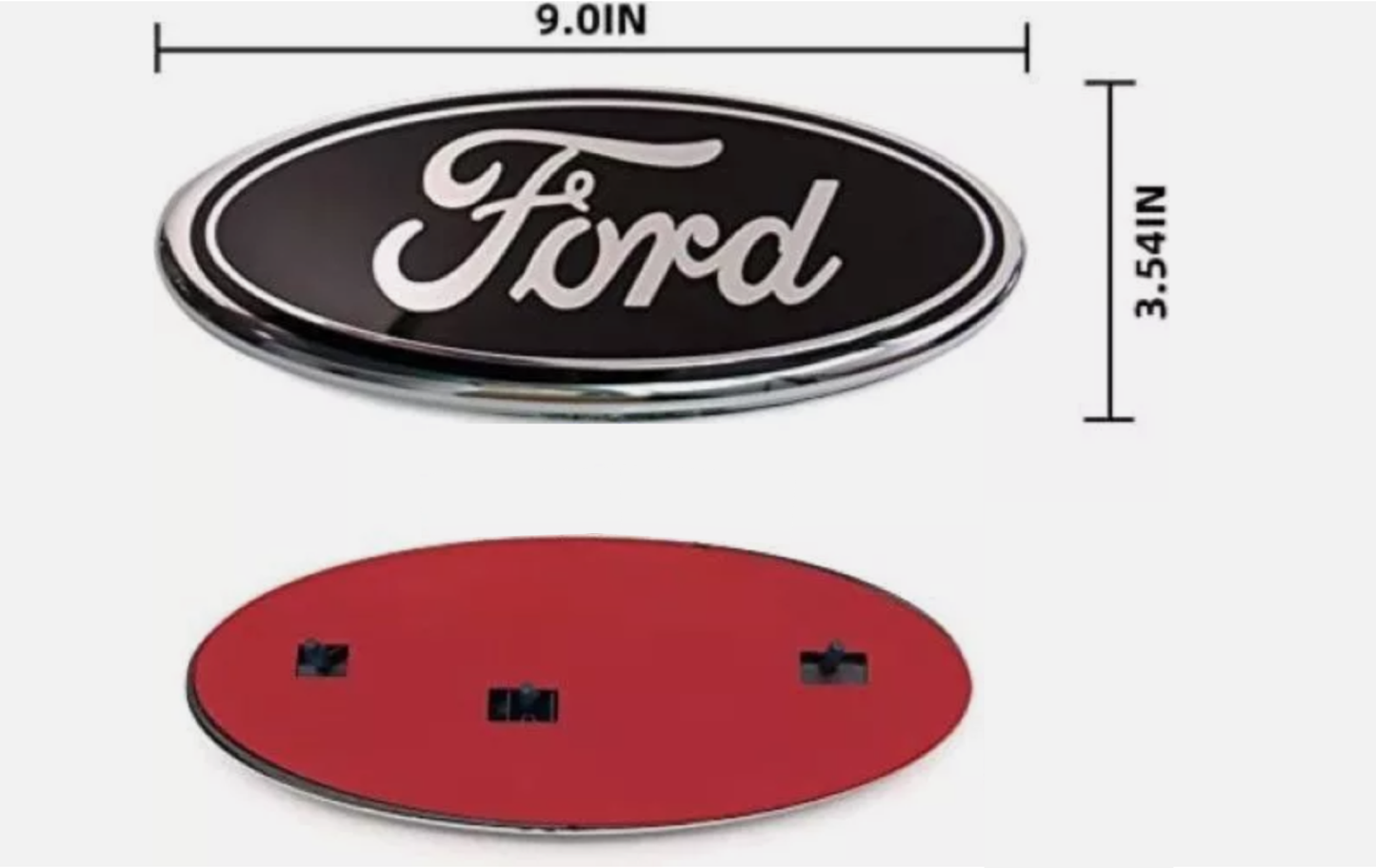 Ford Black & Silver Emblem Oval 9 Inch Logo Front Grille/Tailgate Badge 2004-2016