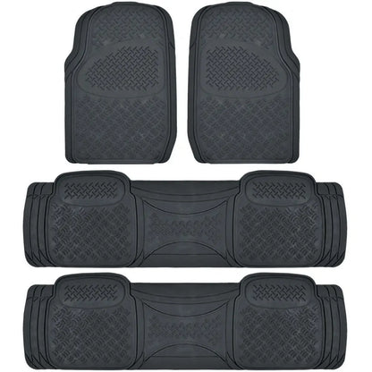 Full Set 3 Row Black Semi-Custom Floor Mats for Chrysler Town & Country, 4 Piece