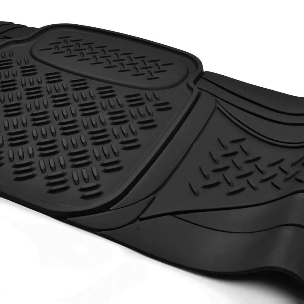 Full Set 3 Row Black Semi-Custom Floor Mats for Chrysler Town & Country, 4 Piece