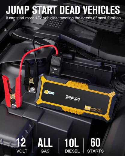 GOOLOO GP4000 Car Jump Starter 4000A Portable Car Battery Charger 12V Jump Box