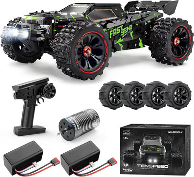 GearUpZone 1/14 Scale Brushless RC Car for Adults – 50+ mph High-Speed 4x4 Off-Road Waterproof Truck, Electric Powered Extreme All-Terrain Truggy with 3S Battery for Snow & Sand