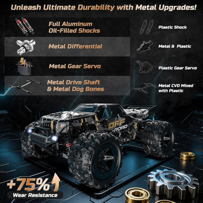 GearUpZone 9309E 4WD All-Terrain High-Speed RC Monster Truck – 40 KPH Waterproof Off-Road Electric Car with 2.4GHz Remote Control and Two Batteries for Kids and Adults