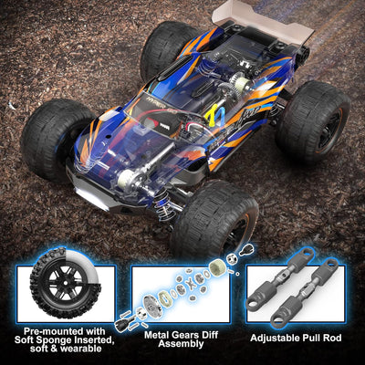 GearUpZone H16DR 1/16 Scale RTR High-Speed 4WD Off-Road RC Monster Truck — Fast Jumping Remote Control Car with 2 LiPo Batteries for Kids and Adults