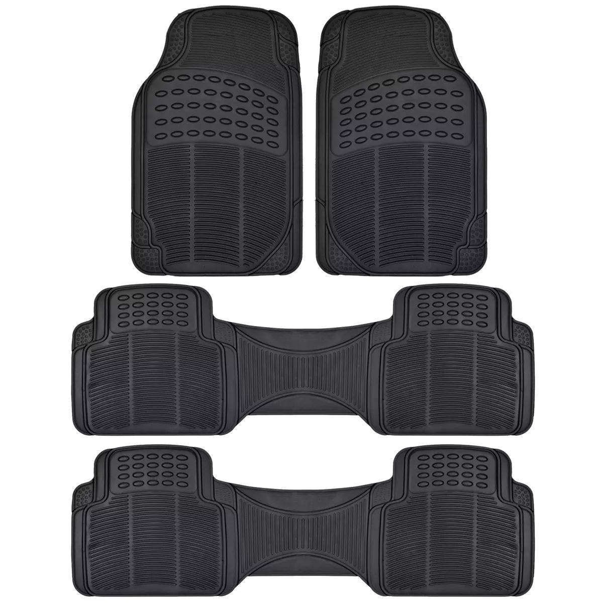 Heavy-Duty All-Weather 3-Row Black Rubber Floor Mats for Chrysler Town & Country