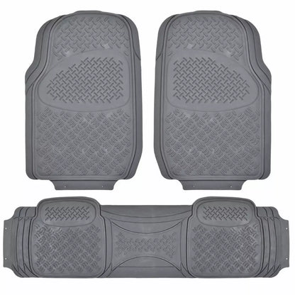 Heavy Duty Gear Rubber Floor Mats 2 Liners + Cargo Trunk Mat - Gray