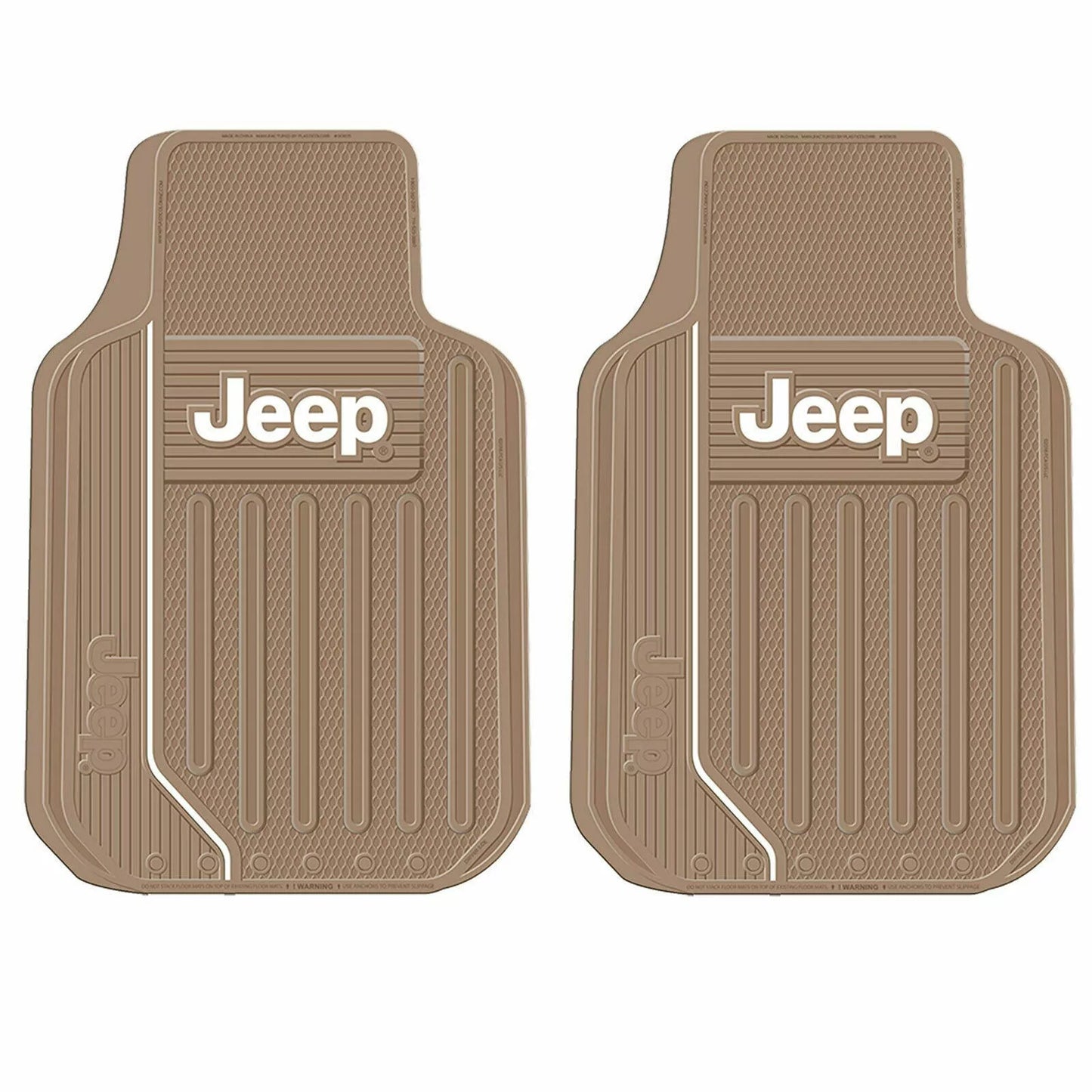 JEEP Mopar Tan Beige Elite Front All-Weather Heavy Duty Rubber Floor Mats Set