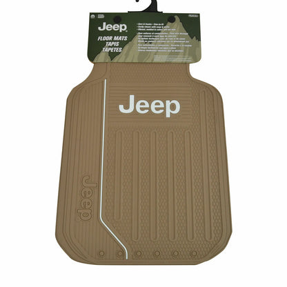 JEEP Mopar Tan Beige Elite Front All-Weather Heavy Duty Rubber Floor Mats Set