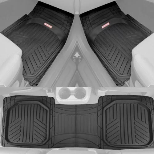 Motor Trend 3-Piece All-Weather Heavy Duty Rubber Car Floor Mats Black Accessories