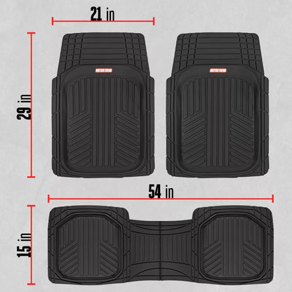 Motor Trend 3-Piece All-Weather Heavy Duty Rubber Car Floor Mats Black Accessories