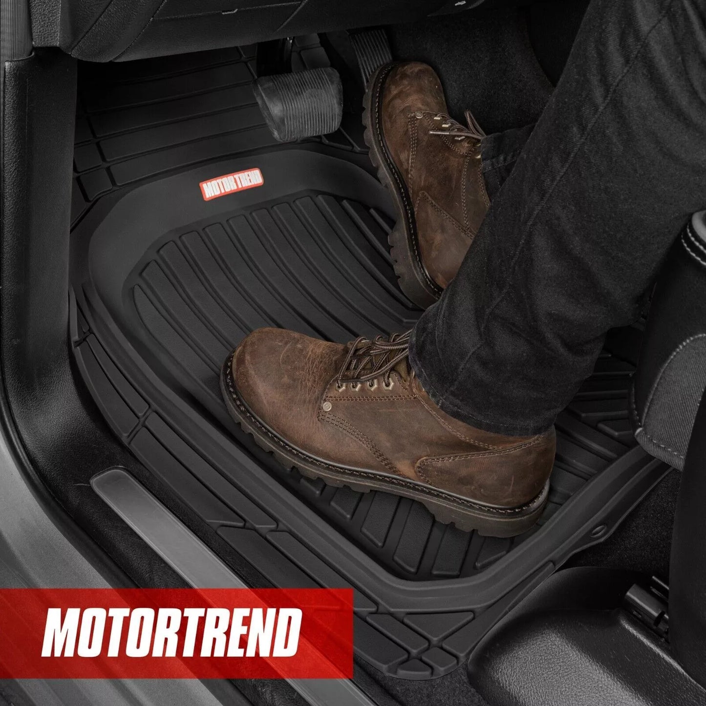 Motor Trend 3-Piece All-Weather Heavy Duty Rubber Car Floor Mats Black Accessories