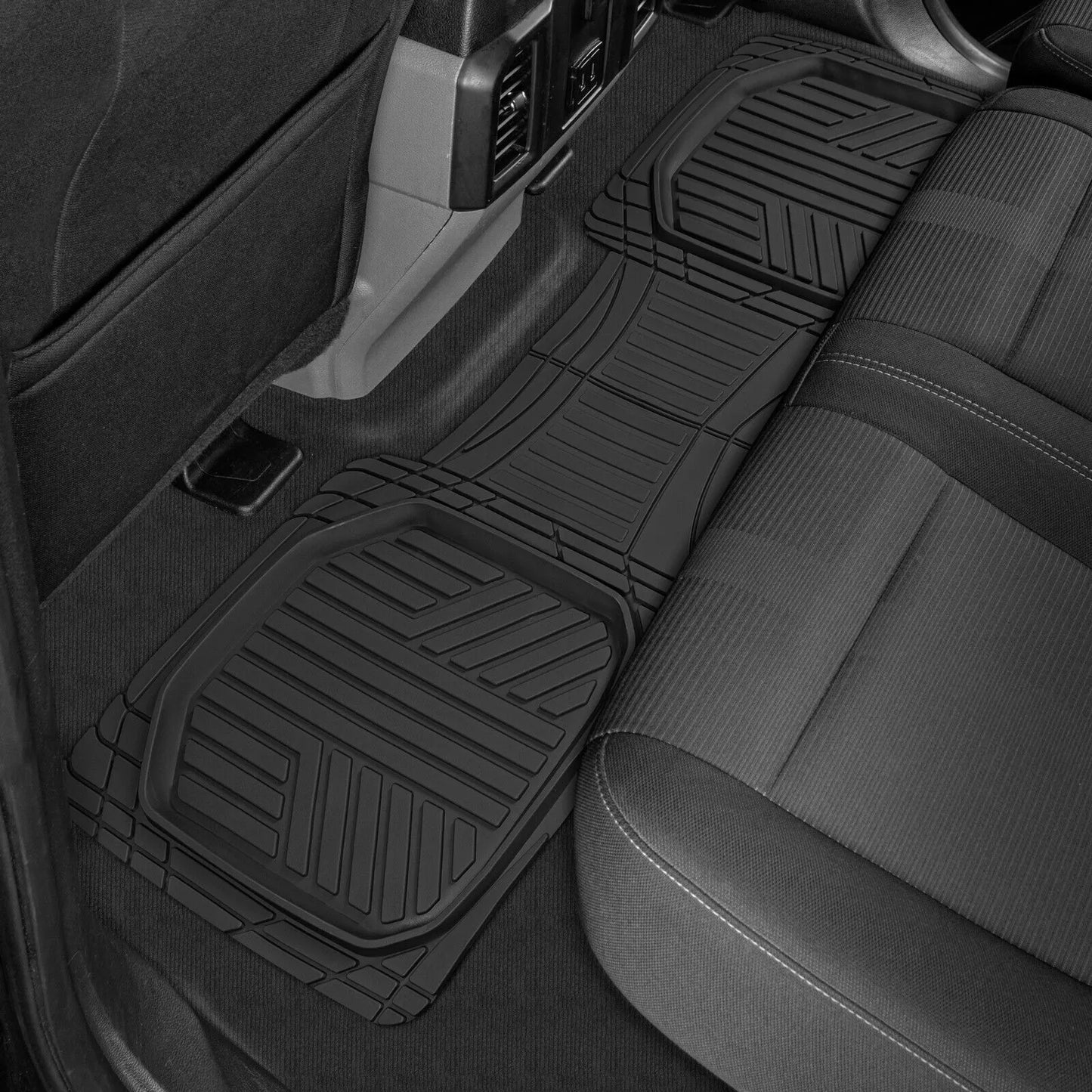 Motor Trend 3-Piece All-Weather Heavy Duty Rubber Car Floor Mats Black Accessories