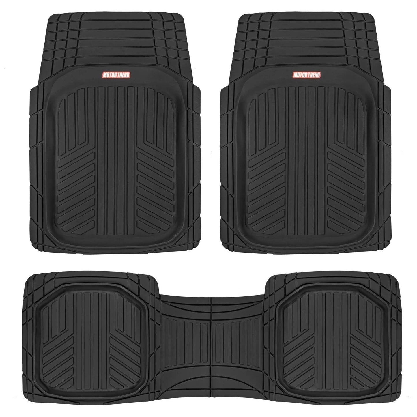 Motor Trend 3-Piece All-Weather Heavy Duty Rubber Car Floor Mats Black Accessories