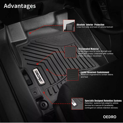 OEDRO All-Weather TPE Floor Mat Liners for 2013-2017 Honda Accord Sedans, Black