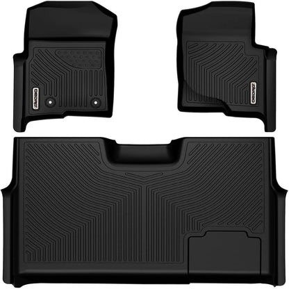 OEDRO Floor Mats for 2010-2014 Ford F-150 F150 Super Crew Cab Black TPE Liners