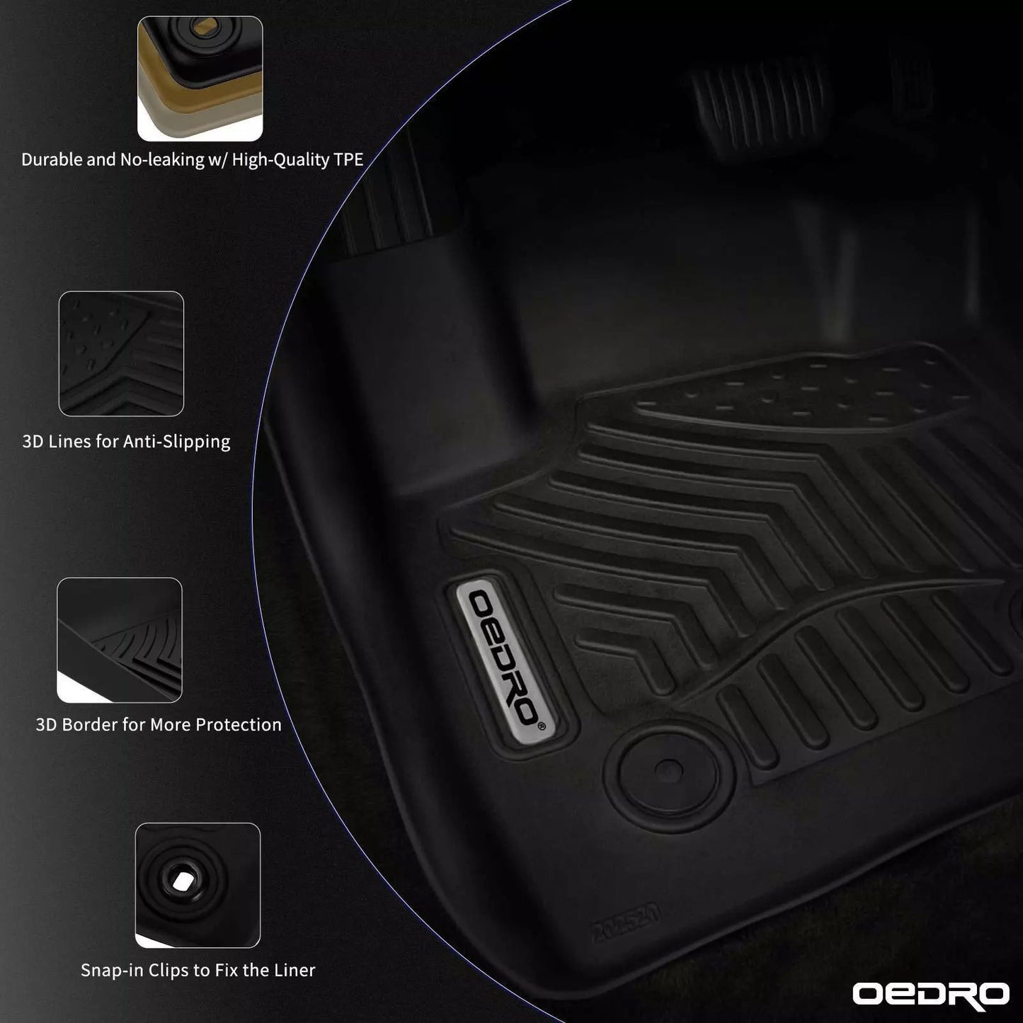 OEDRO Floor Mats for 2010-2014 Ford F-150 F150 Super Crew Cab Black TPE Liners