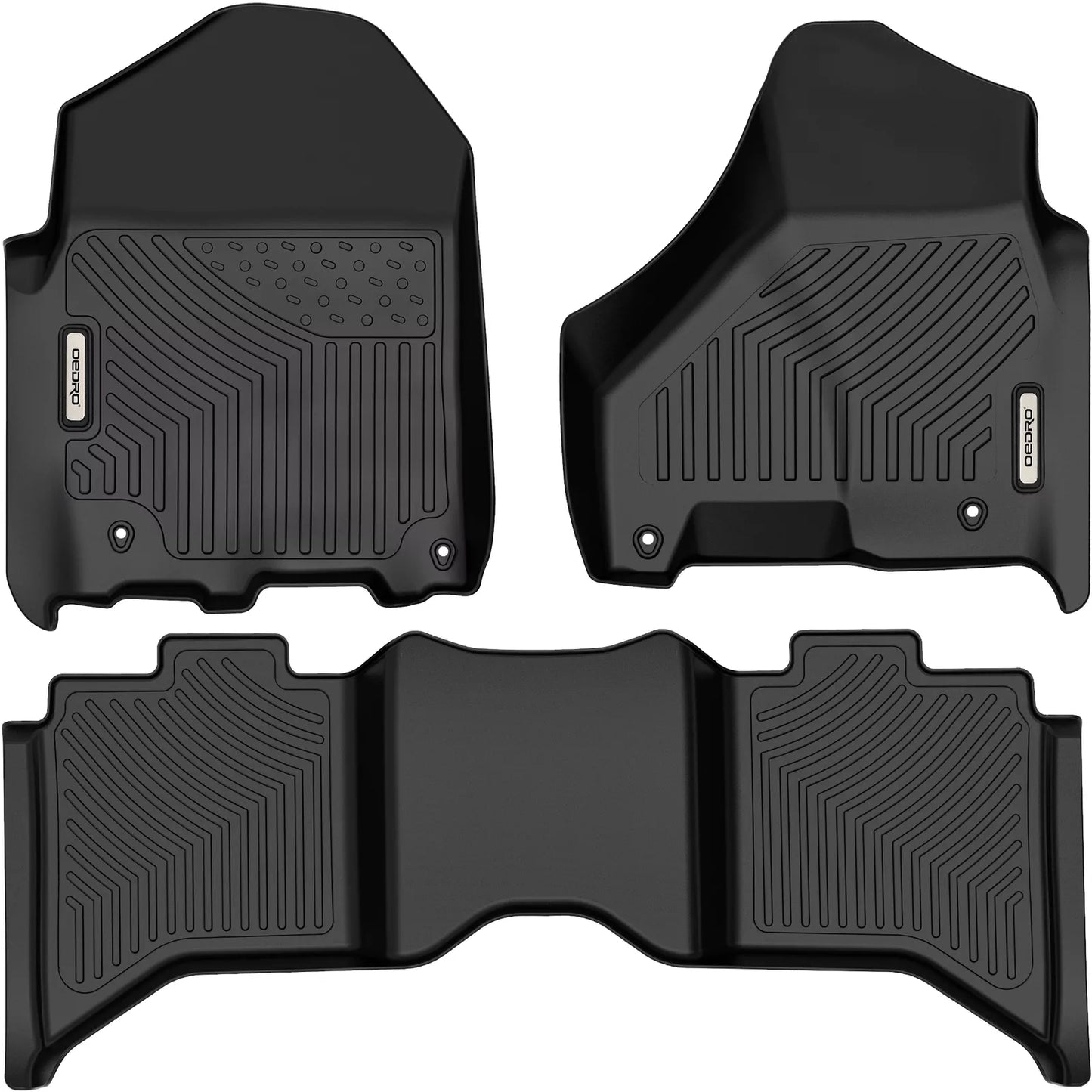 OEDRO Floor Mats for Dodge Ram 1500, 2500, 3500 Crew Cab 2012-2018 TPE 3D Liners