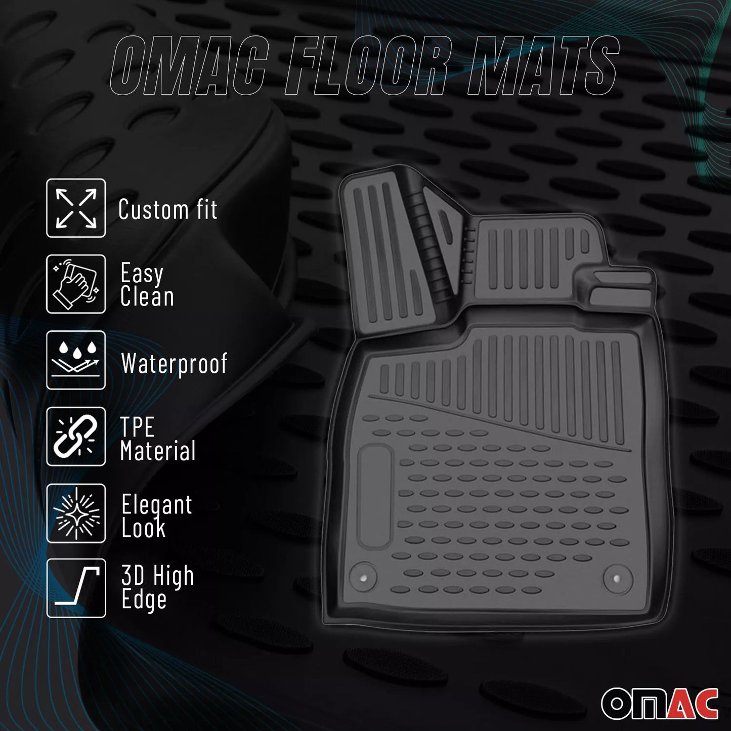 OMAC All-Weather Floor Mats Liner for 2007-2013 Toyota Tundra Double Cab/CrewMax