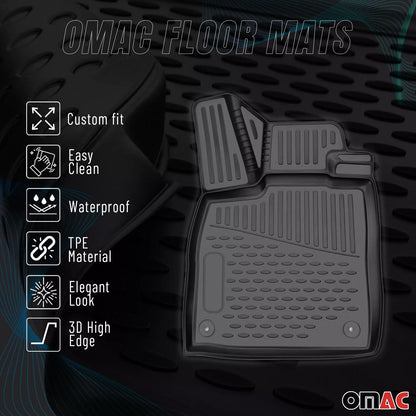 OMAC All-Weather TPE Floor Mat Liners for 2011-2015 Chevrolet Cruze Sedan Black