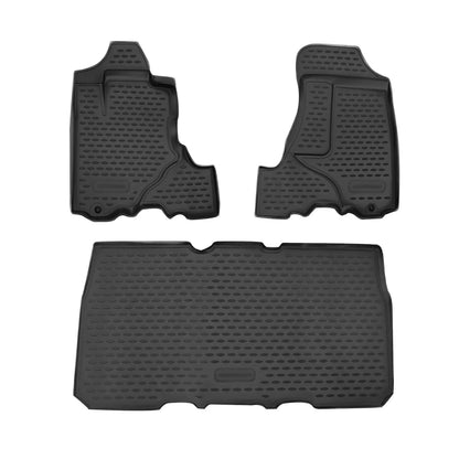 OMAC All-Weather TPE Floor Mat Liners for Honda Element 2003-2011 Black 3-Piece Set