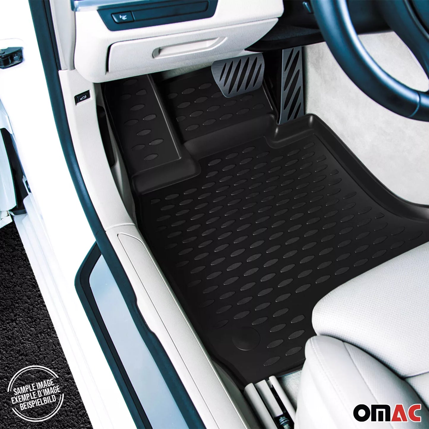 OMAC Floor Mat Liners for Honda CR-V 2002-2006 Black TPE All-Weather 4-Piece Set