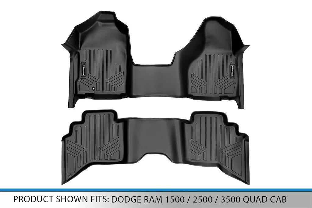 SMARTLINER Black Floor Mat for 2002-2008 Ram 1500 / 2003-2009 Ram 2500/3500 Quad Cab