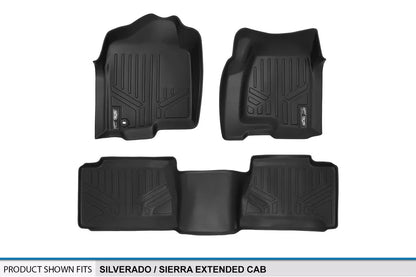 SMARTLINER Custom-Fit Black Floor Mats for 2001-2007 Silverado/Sierra Extended Cab