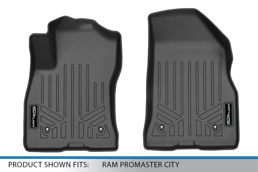 SMARTLINER Custom Fit Floor Mats 1st Row Liner Set for 2015-2021 Ram ProMaster City