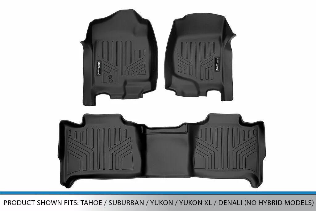 SMARTLINER Custom Fit Floor Mats 2-Row Set for 2007-2014 Chevrolet Tahoe, GMC Yukon, Suburban, and Yukon XL