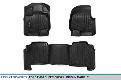 SMARTLINER Custom Fit Floor Mats 2 Row Liner Black for 2004-2008 Ford F-150 SCC