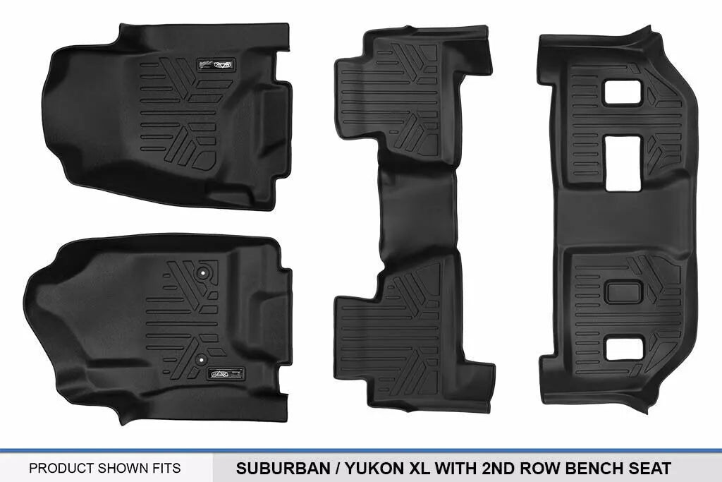 SMARTLINER Custom Fit Floor Mats 3 Row Liner Black for 2015-19 Suburban/Yukon XL