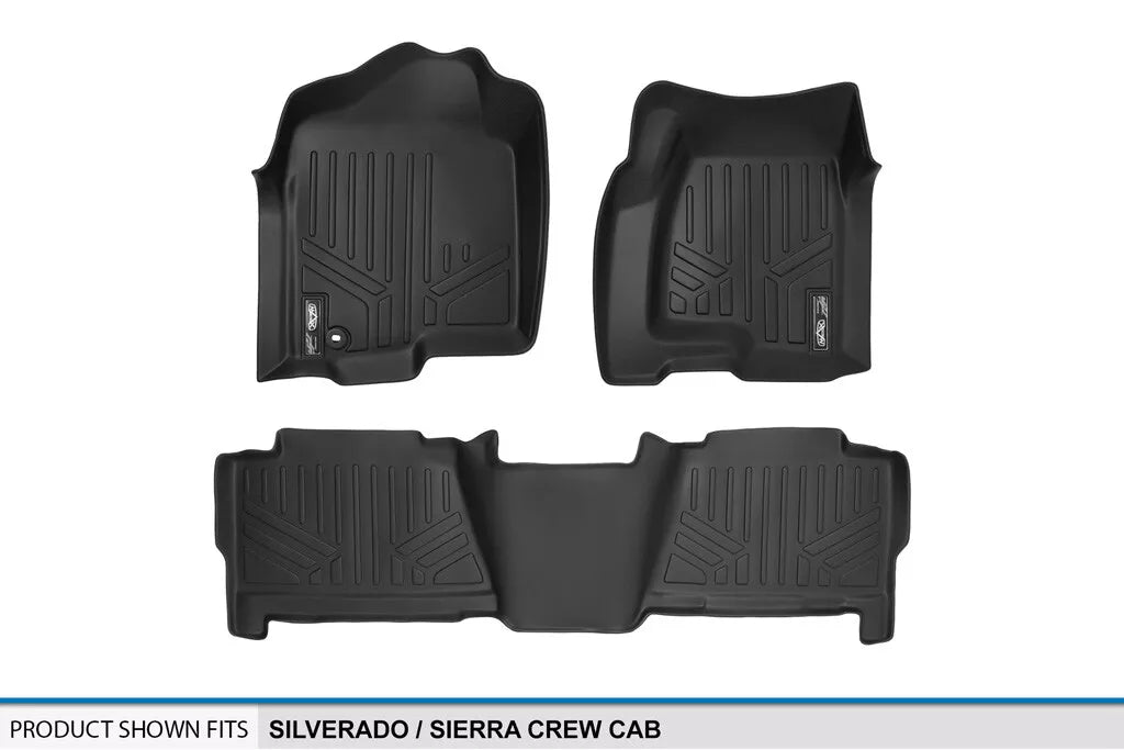 SMARTLINER Custom Floor Mats Black For 00-07 Silverado Sierra Crew Cab SUV