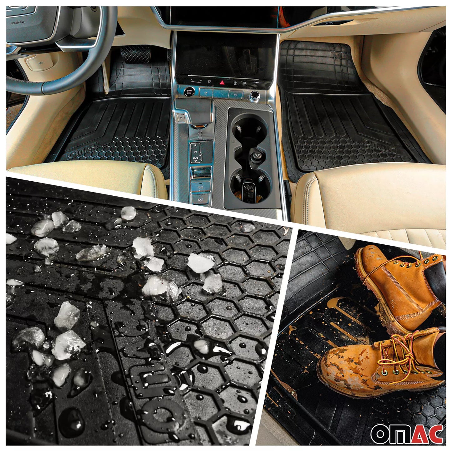 Semi-Custom Fit Floor Mats & Cargo Liner Waterproof for Jeep Rubber Black 6 Pcs