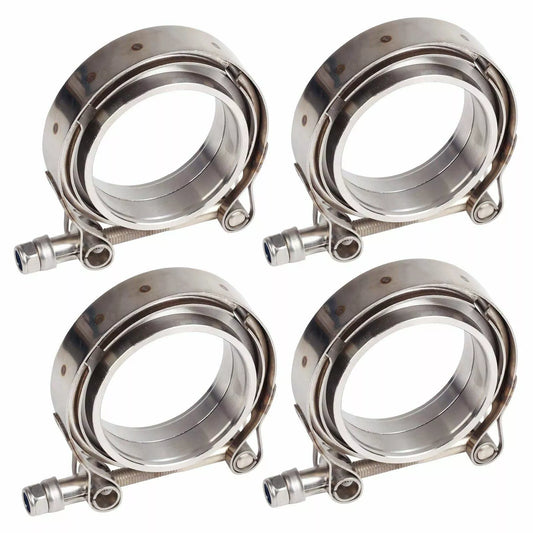 Stainless Steel V-Band Flange & Clamp Kit (4X 2.5" inch) for Turbo Exhaust Downpipes