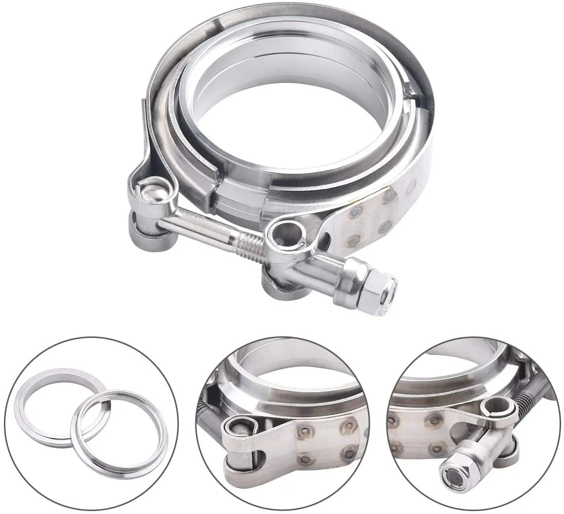 Stainless Steel V-Band Flange & Clamp Kit (4X 2.5" inch) for Turbo Exhaust Downpipes