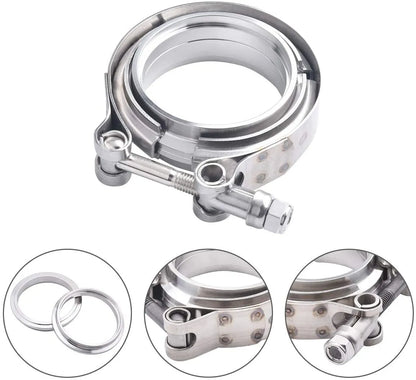 Stainless Steel V-Band Flange & Clamp Kit (4X 2.5" inch) for Turbo Exhaust Downpipes