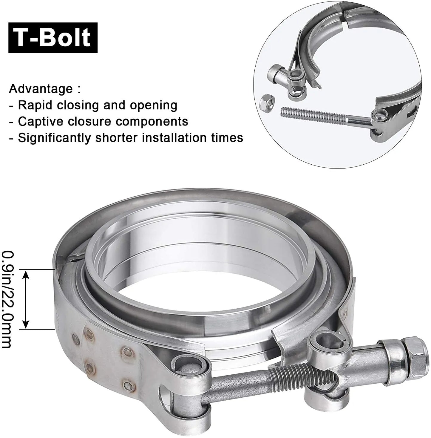 Stainless Steel V-Band Flange & Clamp Kit (4X 2.5" inch) for Turbo Exhaust Downpipes