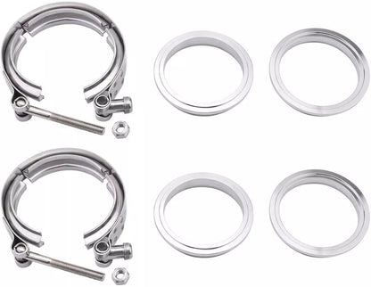 Stainless Steel V-Band Flange & Clamp Kit (4X 2.5" inch) for Turbo Exhaust Downpipes