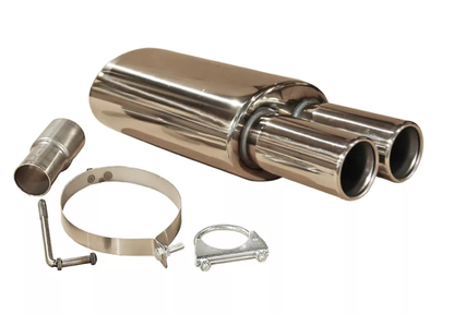 Universal Stainless Steel Dual Tip Performance Sports Exhaust Muffler Back Box # LMO012