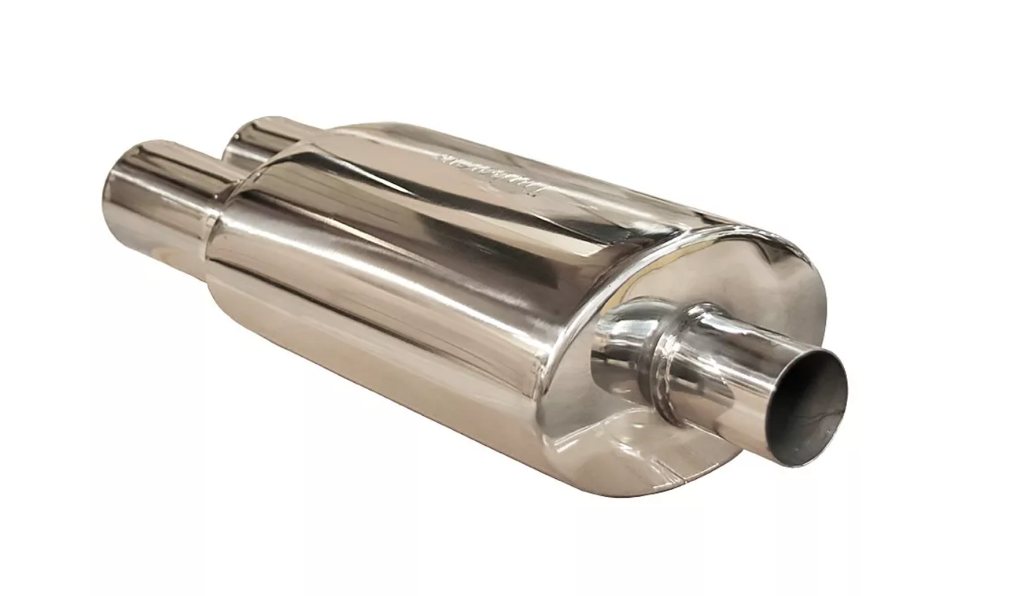 Universal Stainless Steel Dual Tip Performance Sports Exhaust Muffler Back Box # LMO012