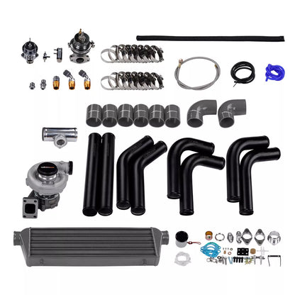 Universal T3 T4 T04E Turbo Stage III Kit with Wastegate Turbo Intercooler and Piping - 10 Piece Kit