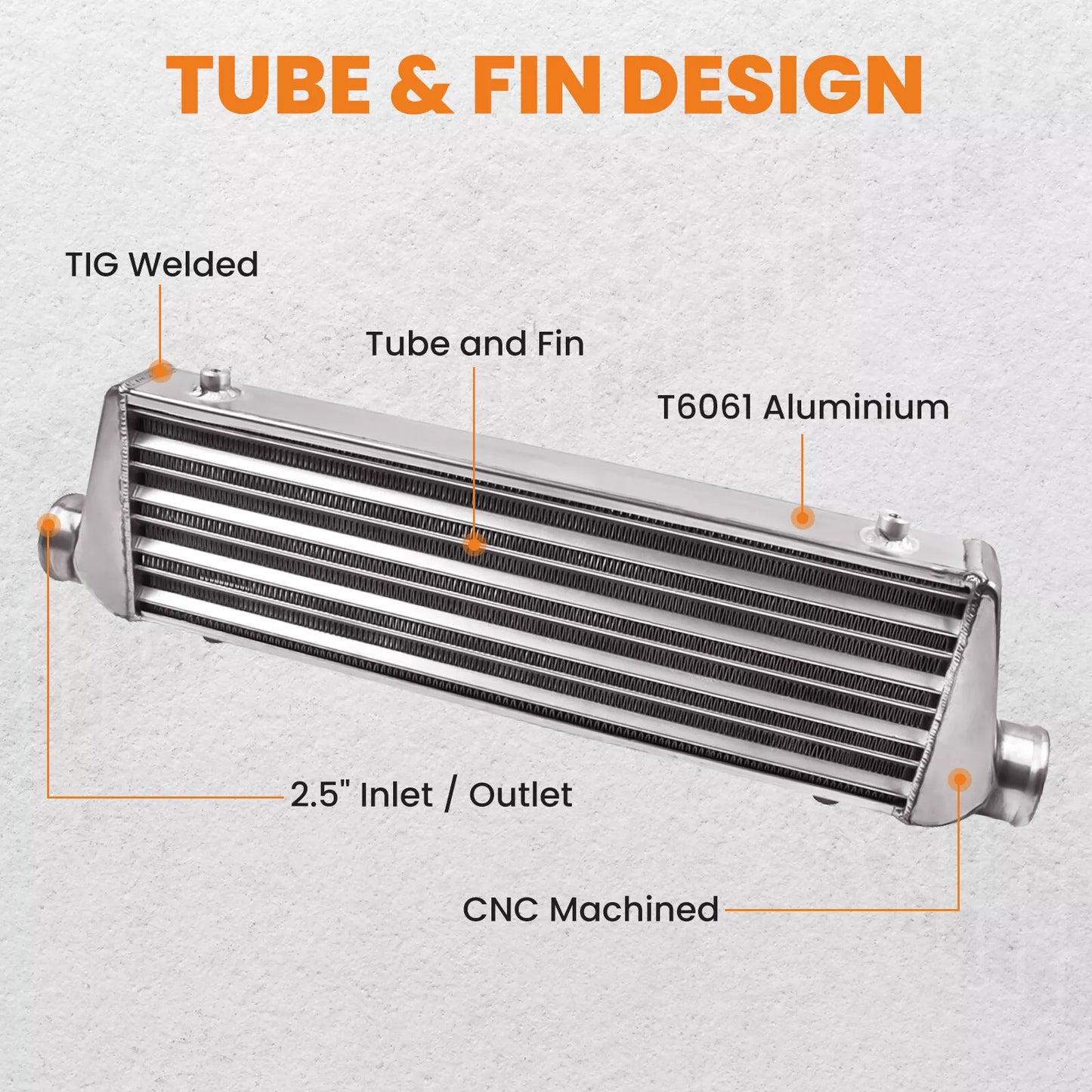 Universal Turbo Front Mount Aluminum Intercooler 27" x 7" x 2.5" Tube & Fin